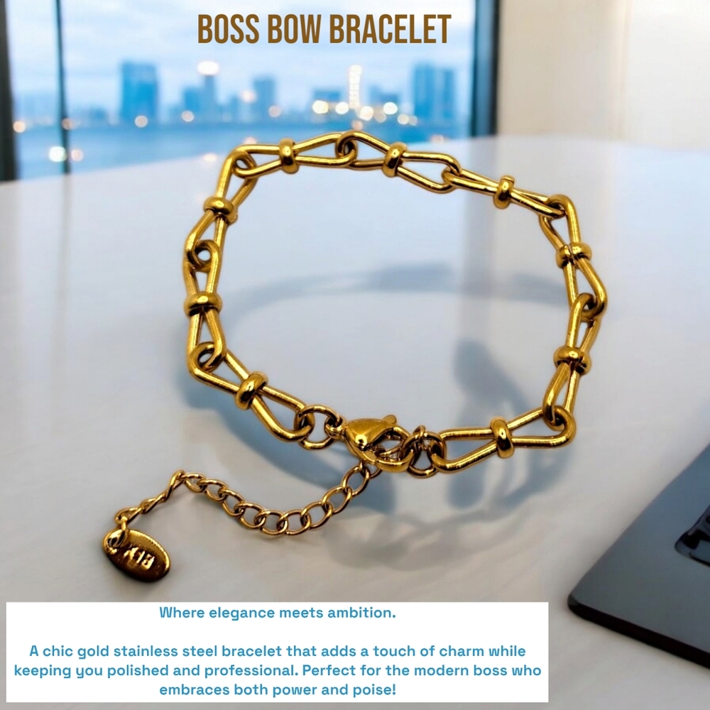Gold Stainless Steel Bow bracelet